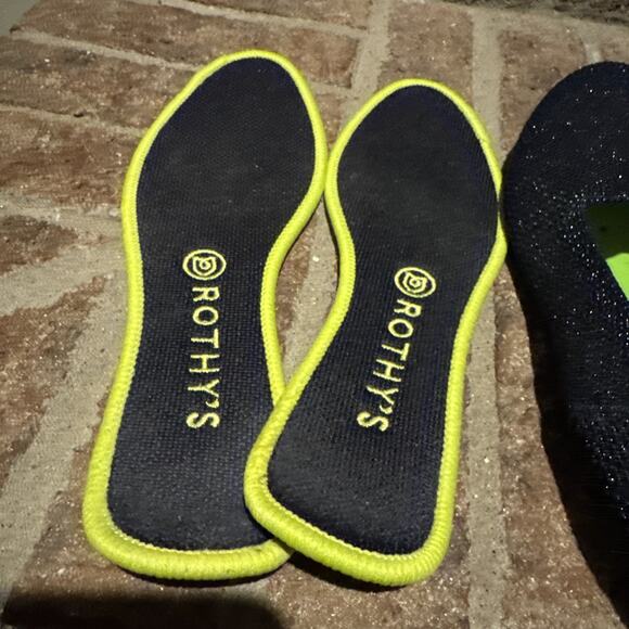 Rothys The Loafer Metallic Lattice Navy Blue Flats Size 9.5 - Picture 16 of 16